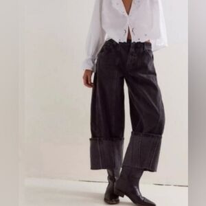 Free People Black Wide Leg Jeans